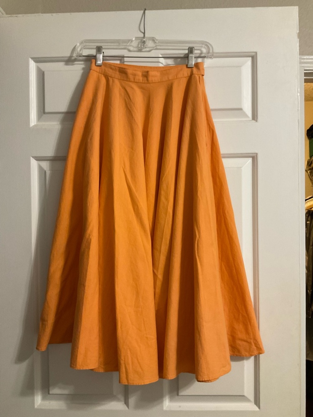 Orange A-Line Midi Skirt - Classic Flare